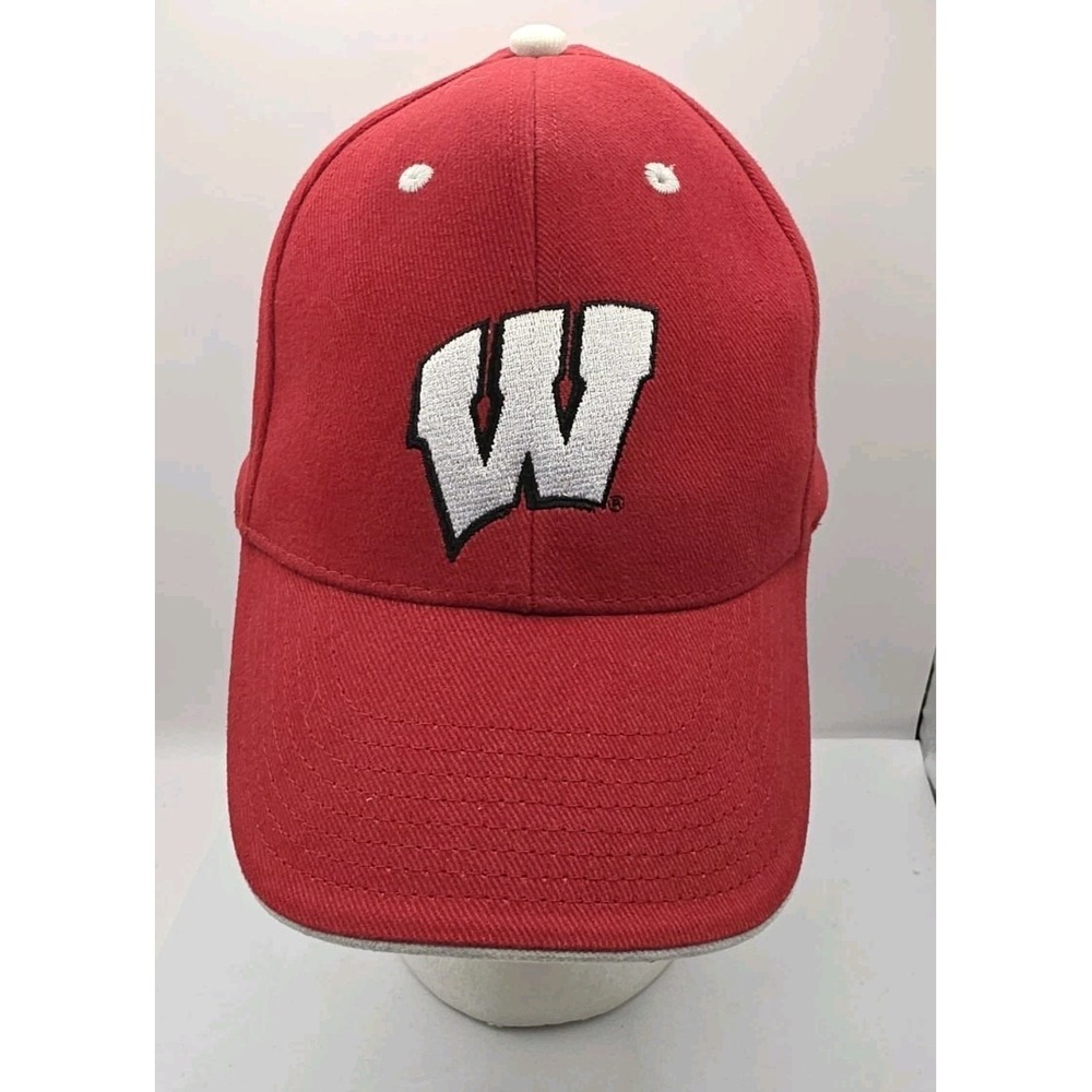 Wisconsin Badgers NCAA Hat Signatures Strapback Cap Red Football Basketball